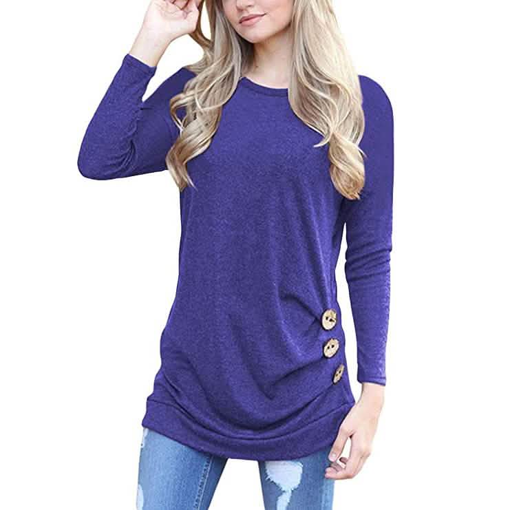Women's Casual Long Sleeve Tunic Tops