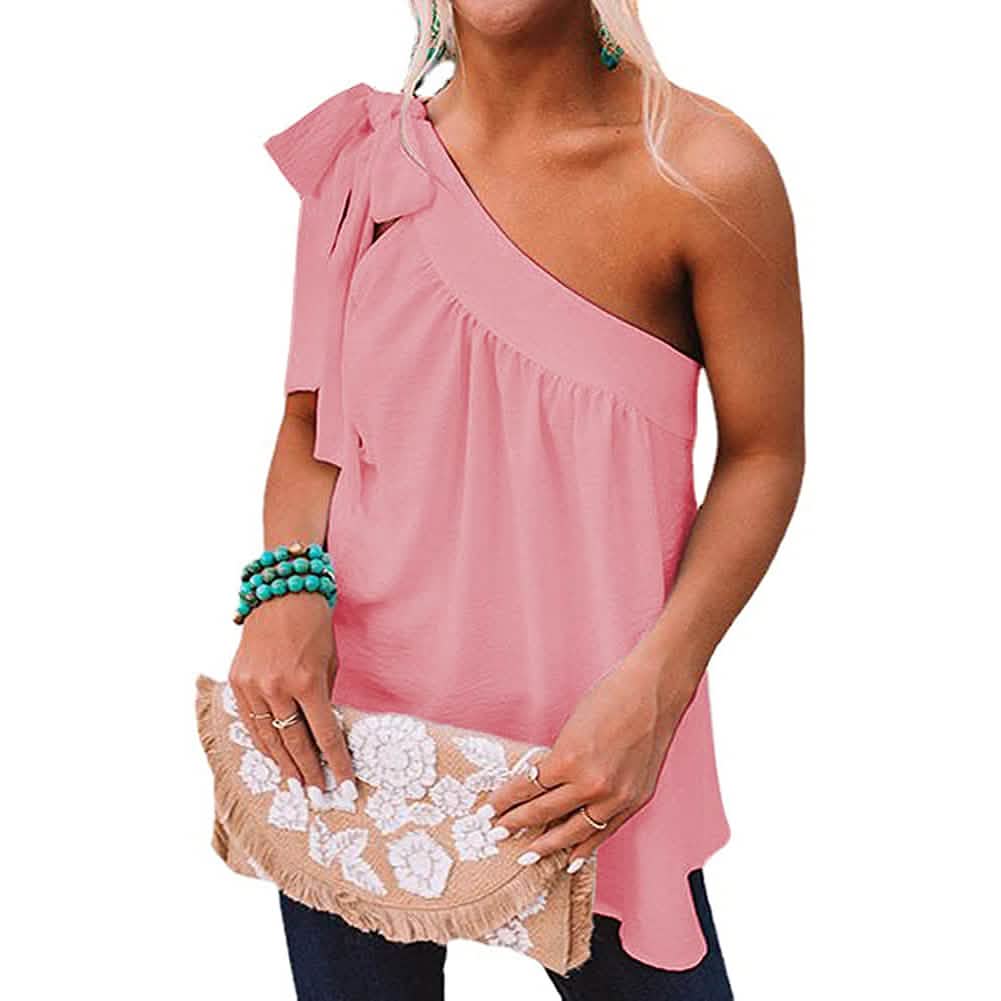 Women's Casual Tie One Shoulder Top