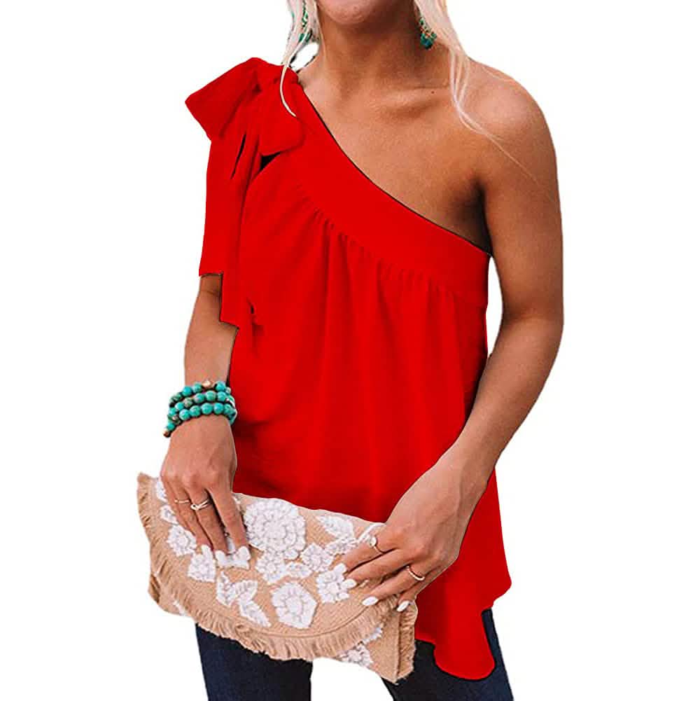 Women's Casual Tie One Shoulder Top