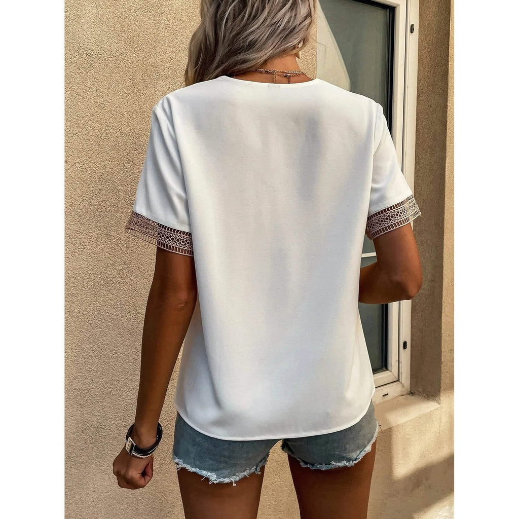 Women's Contrast Guipure Lace Blouse