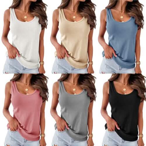 Women's Tank Top Plain Sleeveless Casual Basic U Neck Regular Cotton